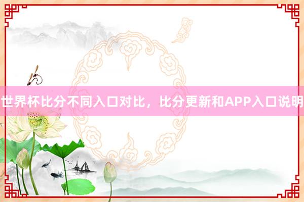 世界杯比分不同入口对比，比分更新和APP入口说明