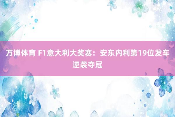 万博体育 F1意大利大奖赛：安东内利第19位发车逆袭夺冠
