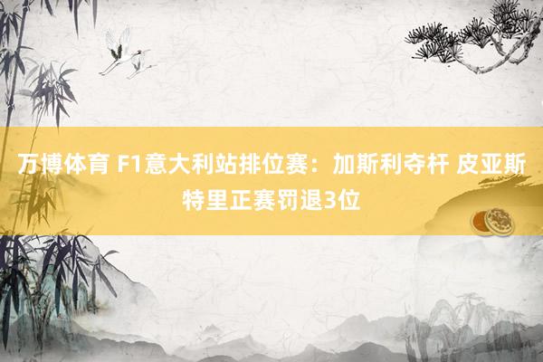 万博体育 F1意大利站排位赛：加斯利夺杆 皮亚斯特里正赛罚退3位